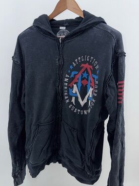 Affliction American Custom Motor Club Eagle Zip Hoodie Large Made USA